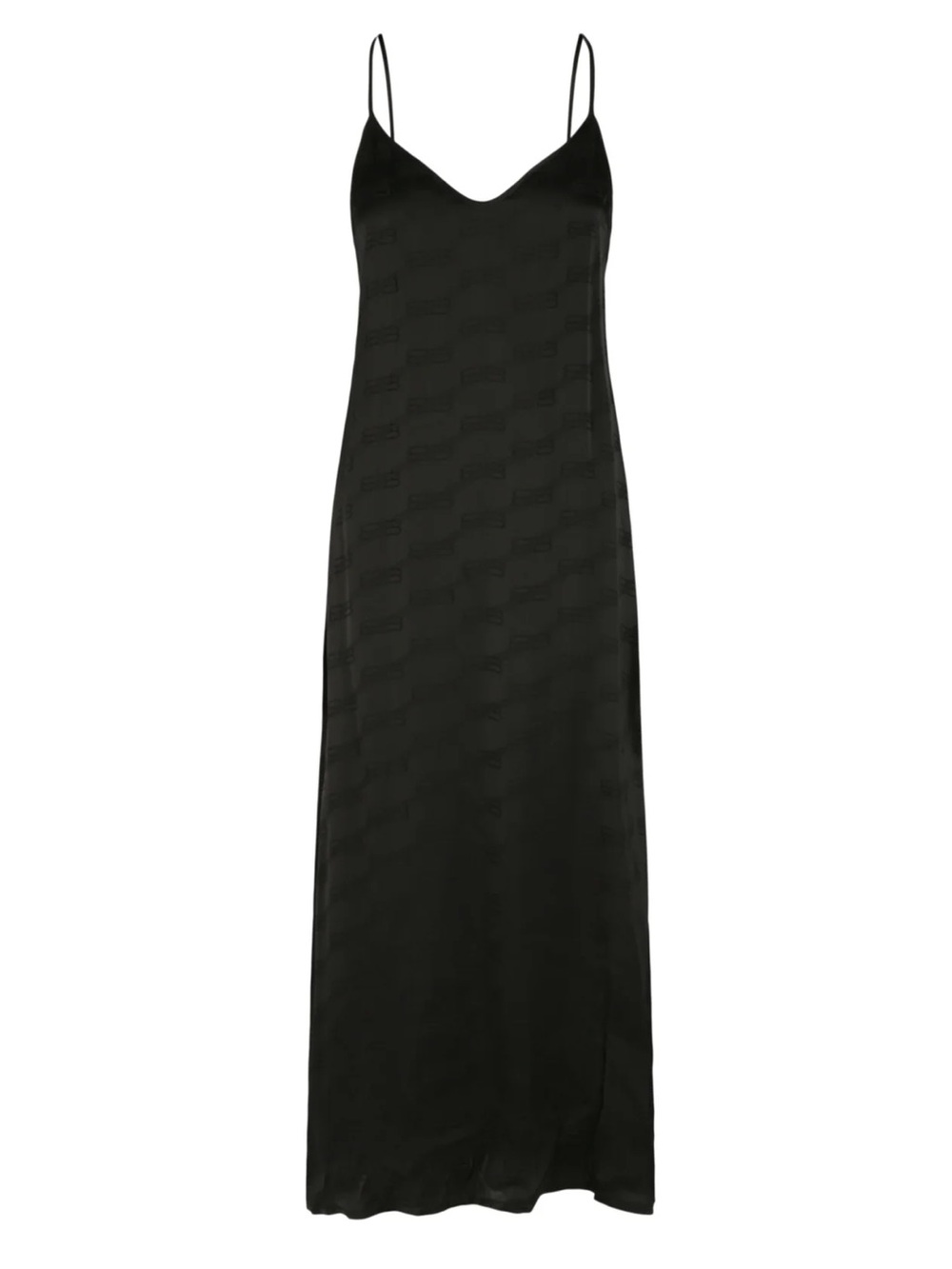 Balenciaga Black Slip Maxi Dress with Spaghetti Straps